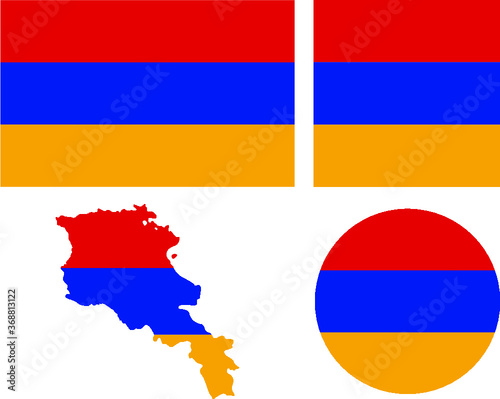 flag and map of Armenia