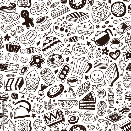 Wallpaper Mural coffee  and sweets - seamless background Torontodigital.ca
