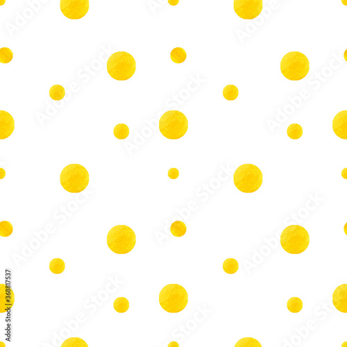 Seamless pattern with painted polka dot. Hand drawn illustration