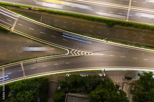 Obraz na płótnie Arial view of overpass at night w salonie