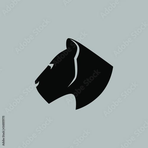 Black panther portrait symbol on gray backdrop. Design element