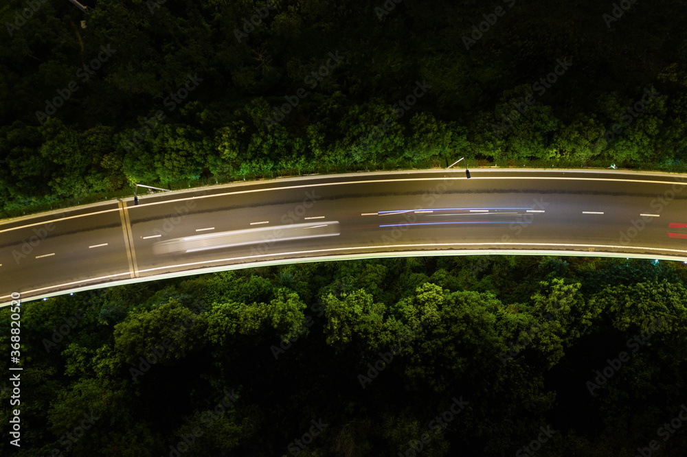 traffic on the highway at night