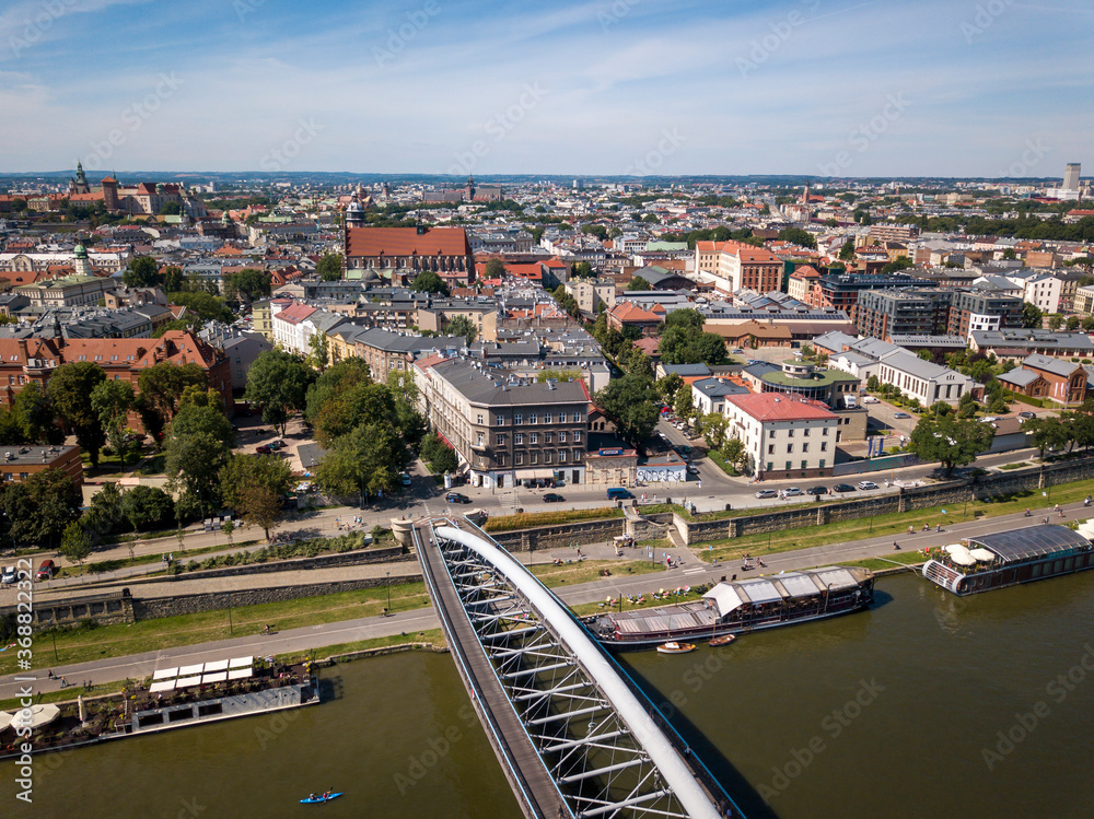 The bridge and a view of Kazimierz. Sunny day