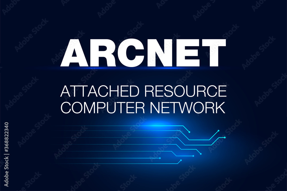 ARCNET – Attached Resource Computer Network Acronym, Modern Background Design ARCNET – Attached Resource Computer Network Acronym, Modern Background Design