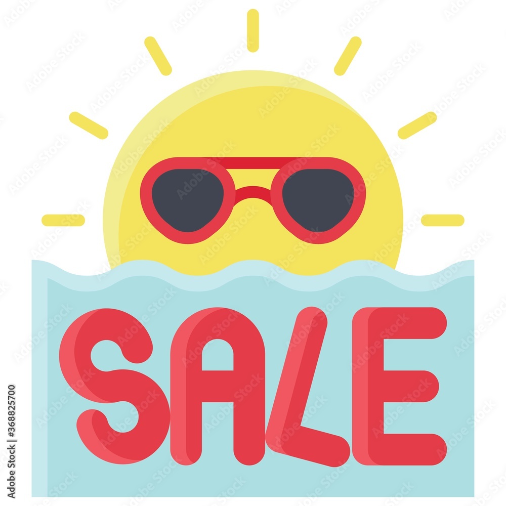 Sun with sale sign icon, Summer sale related vector