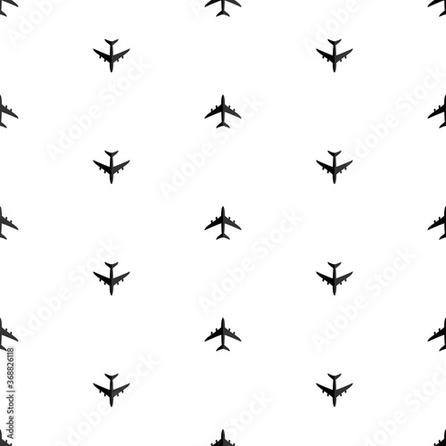  Silhouette of airplane. Aircrafts flat style. Seamless illustration vector.