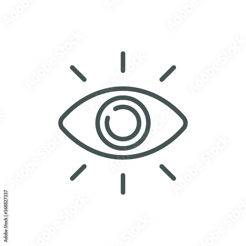 Eye vector icon line. eye ball for vision, idea, observation symbol. Lens, eye sight, optic, view concept. Modern style for web template, app. Vector illustration. design on white background. EPS 10