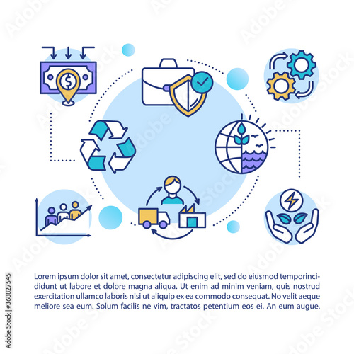 Supply chain concept icon with text. Delivery and shipment of ethical products. Ecological manufacture. PPT page vector template. Brochure, magazine, booklet design element with linear illustrations