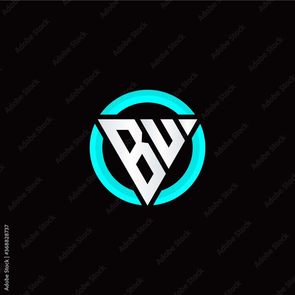 B U initial logo modern triangle with circle B U initial logo modern triangle with circle
