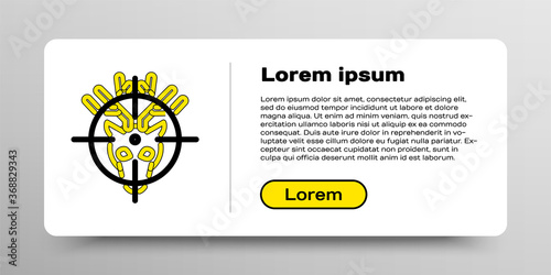 Line Hunt on deer with crosshairs icon isolated on white background. Hunting club logo with deer and target. Rifle lens aiming a deer. Colorful outline concept. Vector.