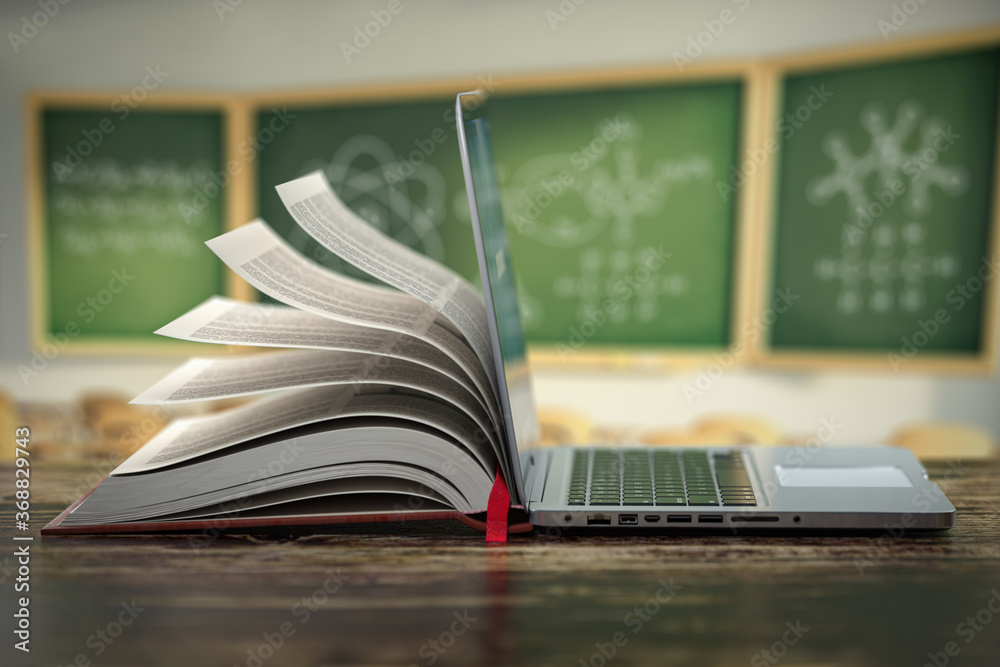 Elearning online education or encyclopedia concept. Open