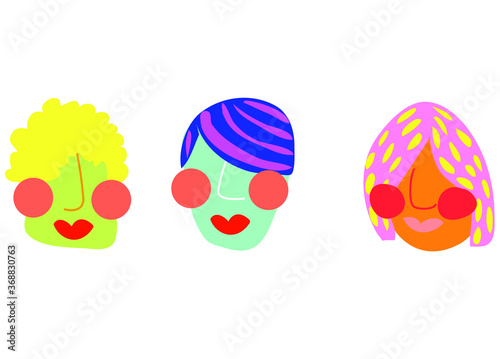 women faces bold cute illustration face smile 