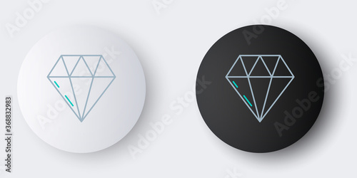 Line Diamond icon isolated on grey background. Jewelry symbol. Gem stone. Colorful outline concept. Vector.