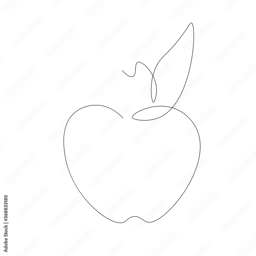 Apple line drawing on the white background. Vector illustration Apple line drawing on the white background. Vector illustration