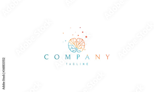 Vector logo on which an abstract image of the brain in a linear style.