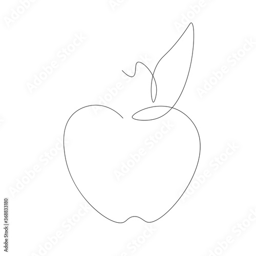 Apple line drawing on the white background. Vector illustration