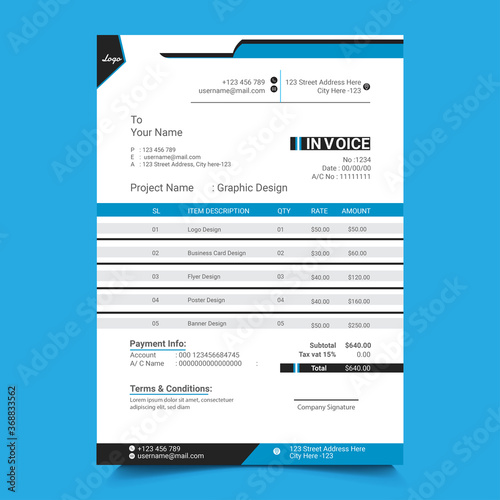 
Clean &  Professional Invoice Template Design.
Minimal colorful Invoice template Design. Professional Bill payment History.