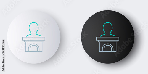 Line Stage stand or debate podium rostrum icon isolated on grey background. Conference speech tribune. Colorful outline concept. Vector.