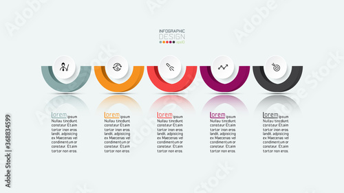 The half circle infographic design is modern that can explain and describe to plan marketing, business and report, vector design.
