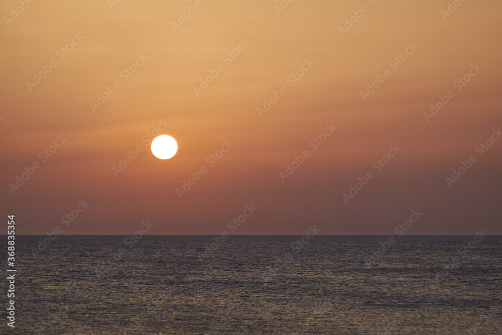 Sunset at Cala El Frailecillo in the Calas de Roche de Conil de la Frontera. Cadiz Andalusia. Spain