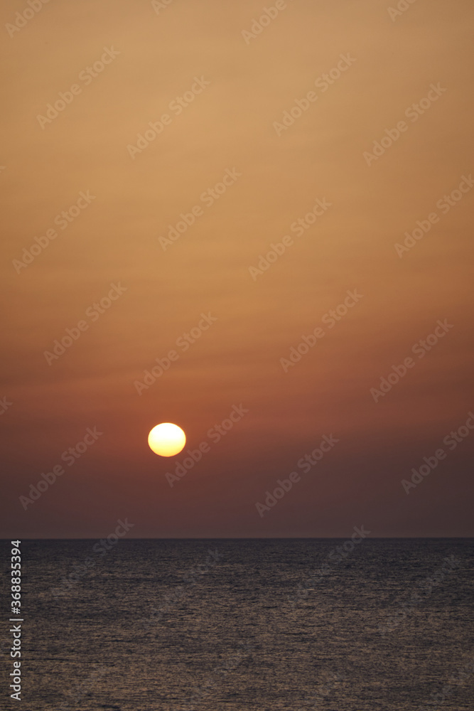 Sunset at Cala El Frailecillo in the Calas de Roche de Conil de la Frontera. Cadiz Andalusia. Spain