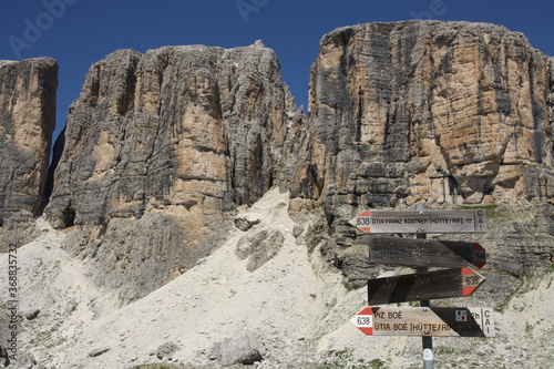 Boe, alpine view in Dolomite mountain in Alta Badia, Alto Adige, Italy