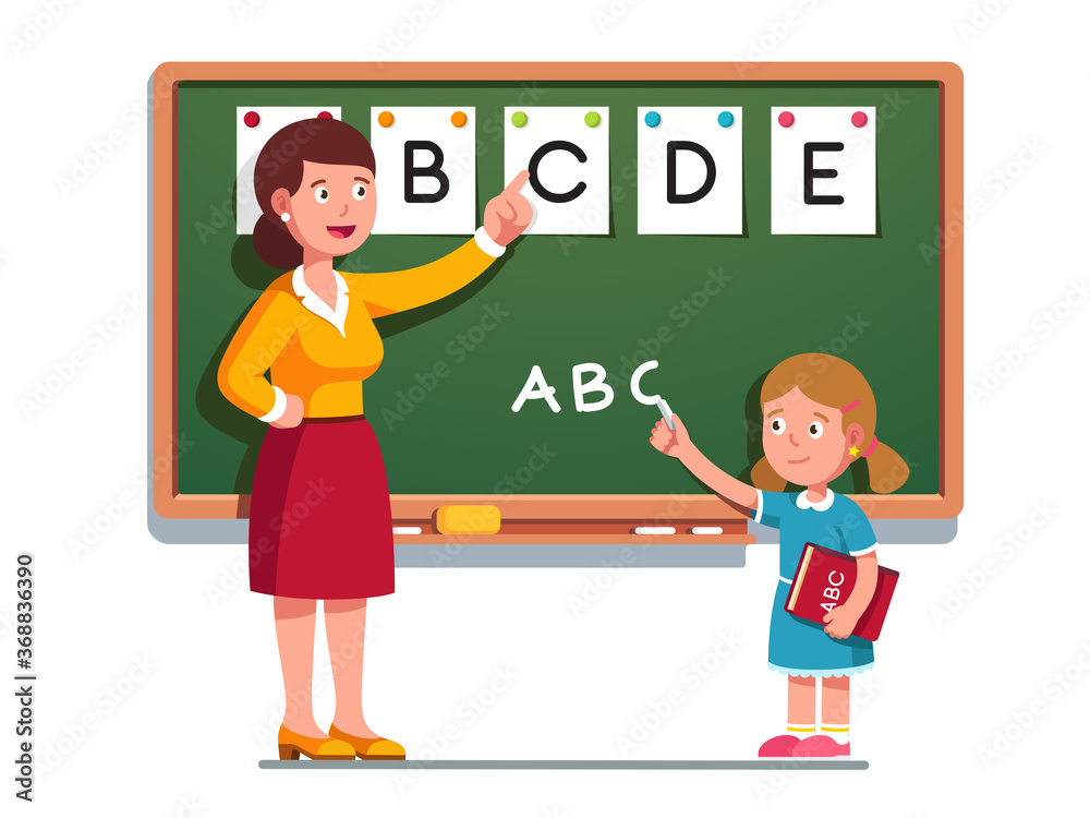 School student girl learning to write letters School student girl learning to write letters