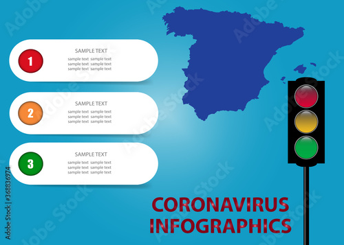 Coronavirus infographics of 
Spain ready for your text.