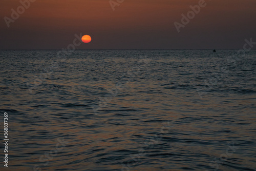 Sunset on the El Palmar beach in Vejer de la Frontera. Cadiz Andalusia. Spain