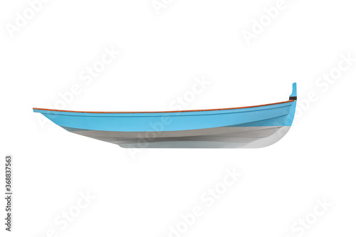 blue  wooden fishing boat isolated on white background.