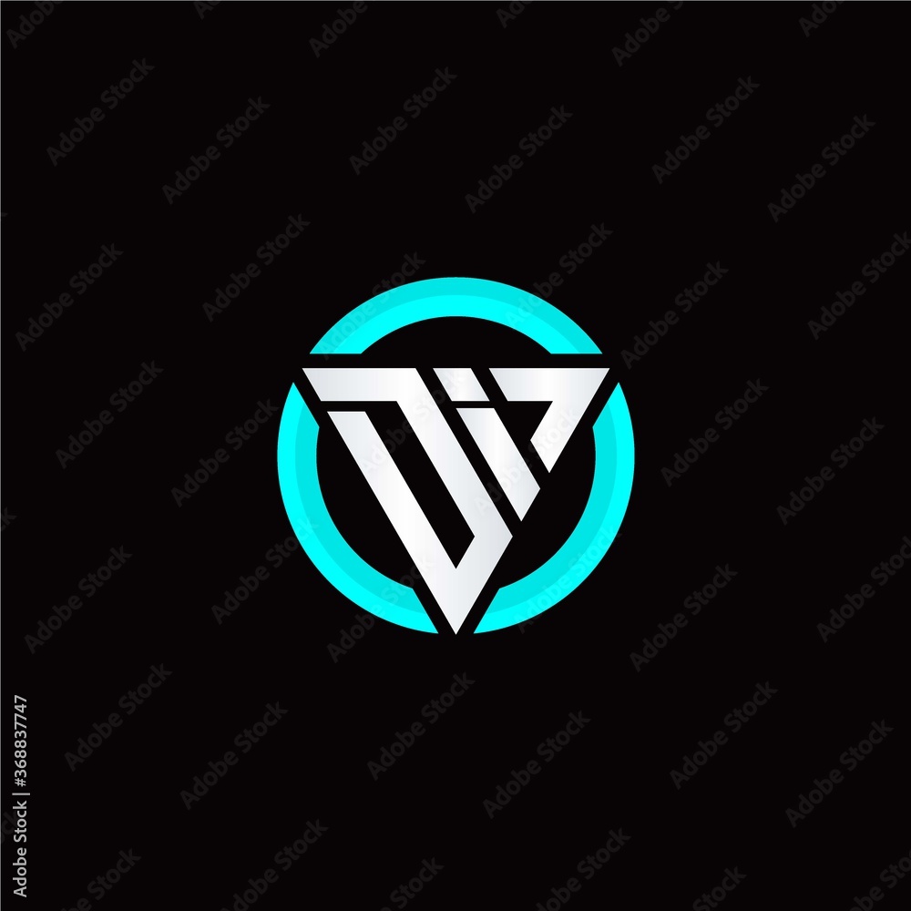 D I initial logo modern triangle with circle D I initial logo modern triangle with circle