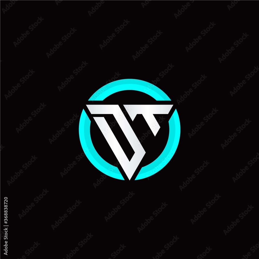 D T initial logo modern triangle with circle D T initial logo modern triangle with circle