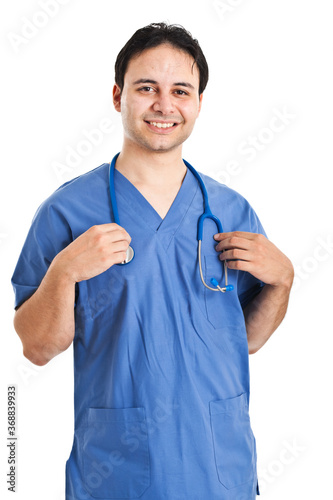 Male nurse isolated on white