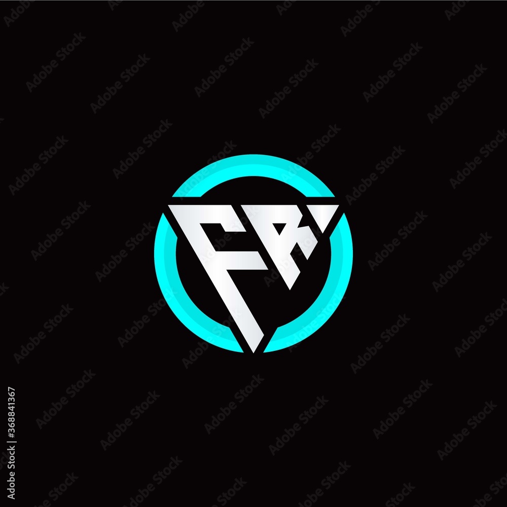 F R initial logo modern triangle with circle