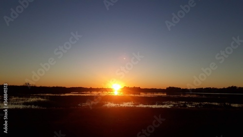 sunset over the river