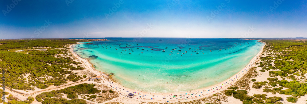 Majorca Es Trenc ses Arenes beach in Balearic Islands, Spain, July 2020