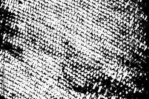 Rustic woven fabric black vector texture on transparent background. Woven monochrome ornament. Natural rough grit effect. Aged vintage overlay. Rustic material. Abstract braided pattern