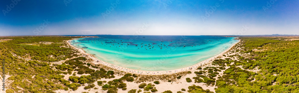 Majorca Es Trenc ses Arenes beach in Balearic Islands, Spain, July 2020 Majorca Es Trenc ses Arenes beach in Balearic Islands, Spain, July 2020