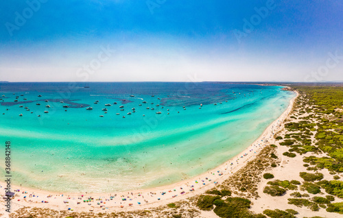 Fototapeta Naklejka Na Ścianę i Meble -  Majorca Es Trenc ses Arenes beach in Balearic Islands, Spain, July 2020