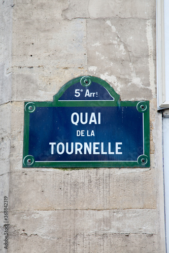 Tournelle Quay Street Sign; Paris