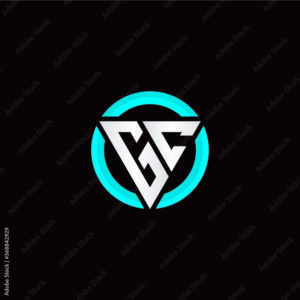 G C initial logo modern triangle with circle