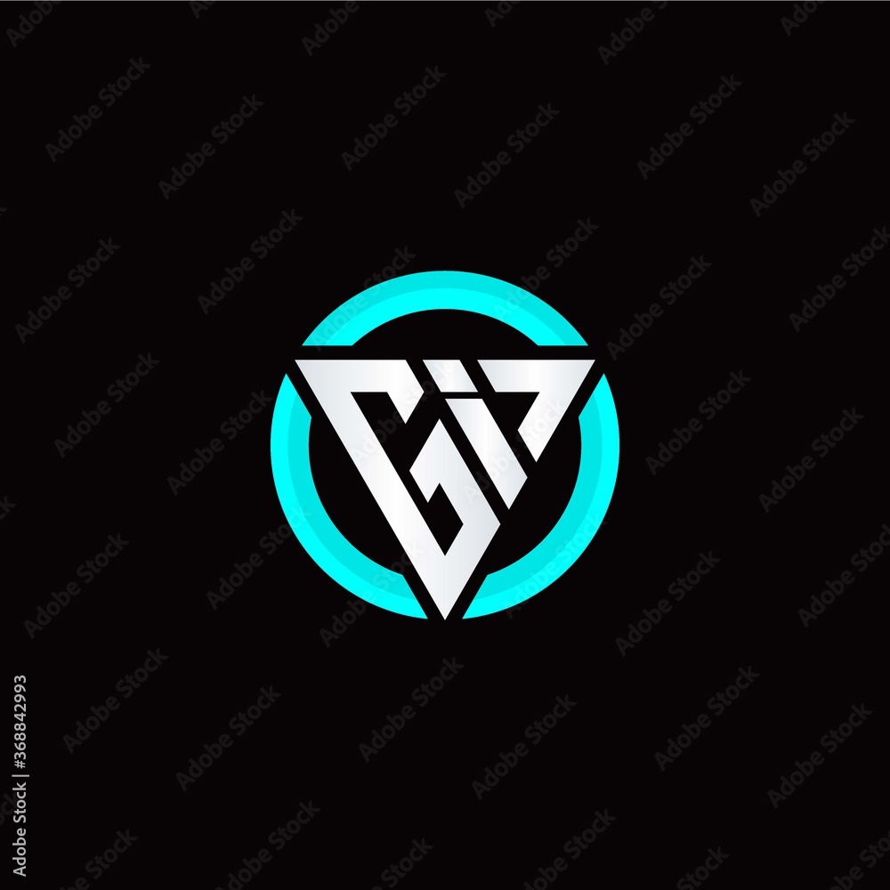 G I initial logo modern triangle with circle G I initial logo modern triangle with circle