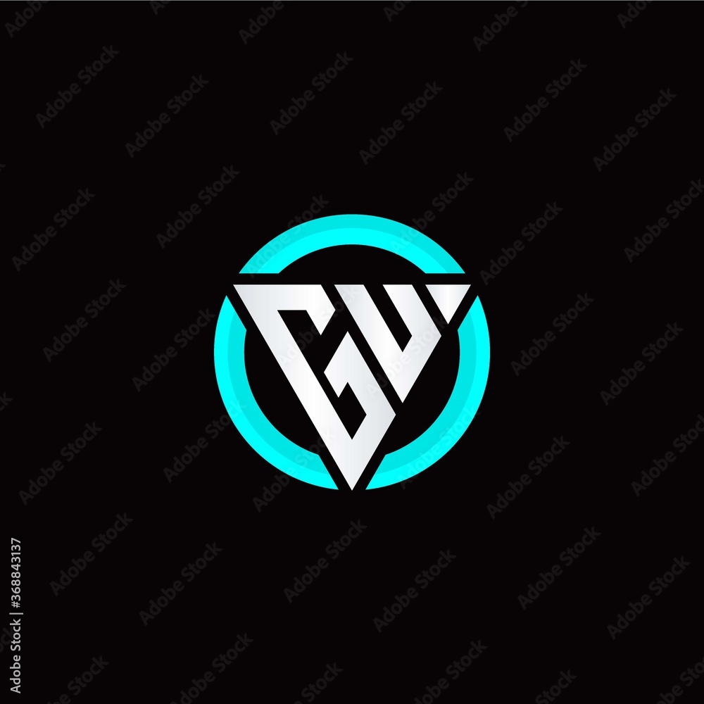 G U initial logo modern triangle with circle G U initial logo modern triangle with circle