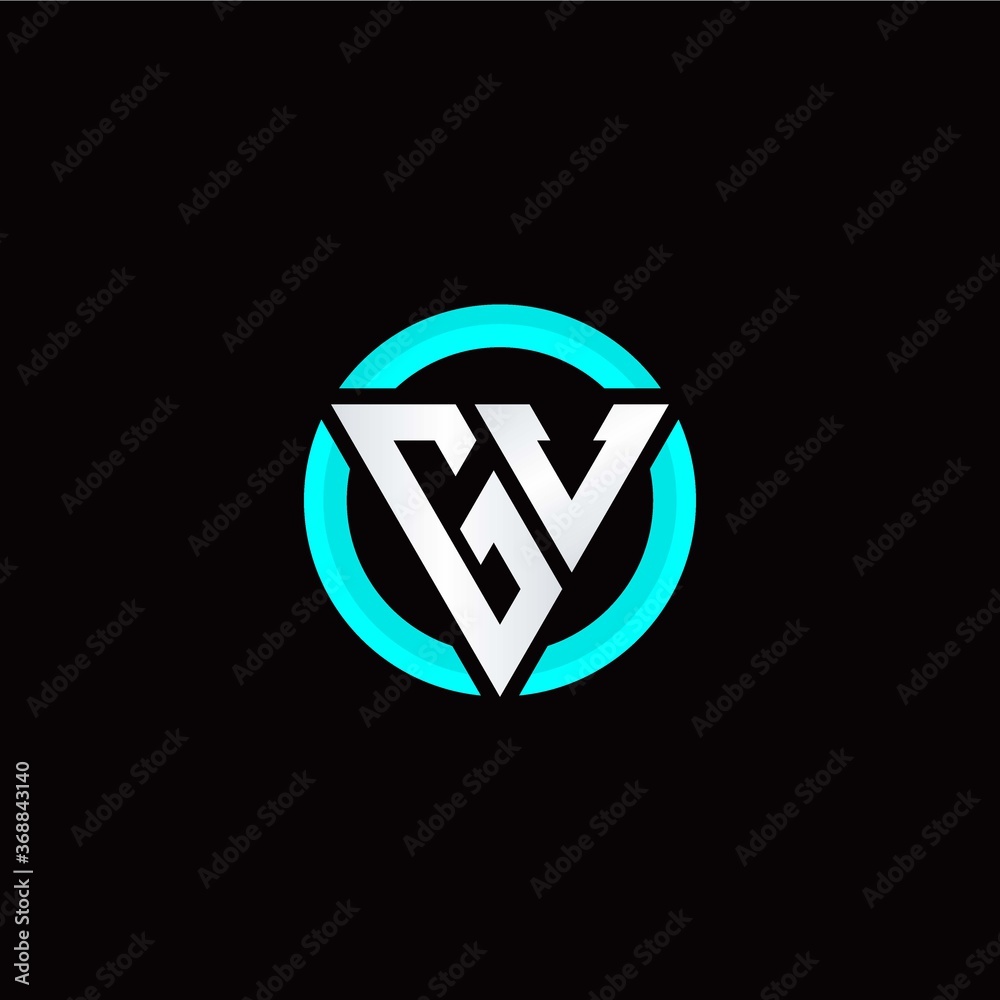 G V initial logo modern triangle with circle G V initial logo modern triangle with circle