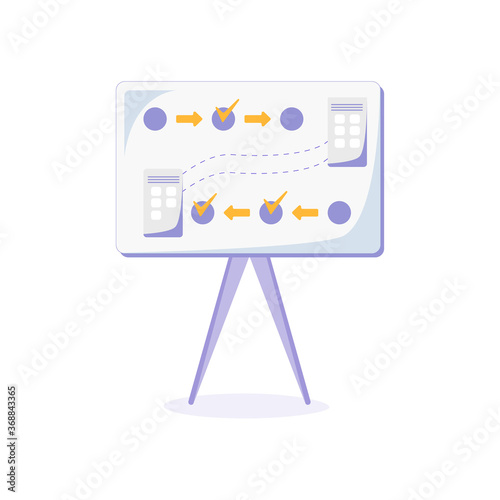 Whiteboard with plan flat color vector object