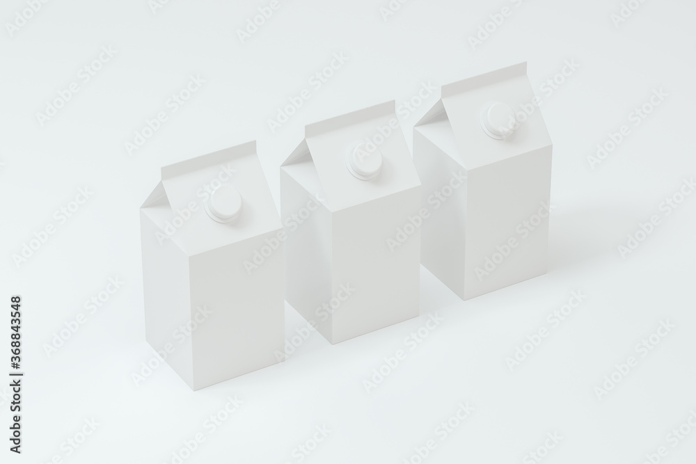 Blank milk box with white background, 3d rendering. Blank milk box with white background, 3d rendering.