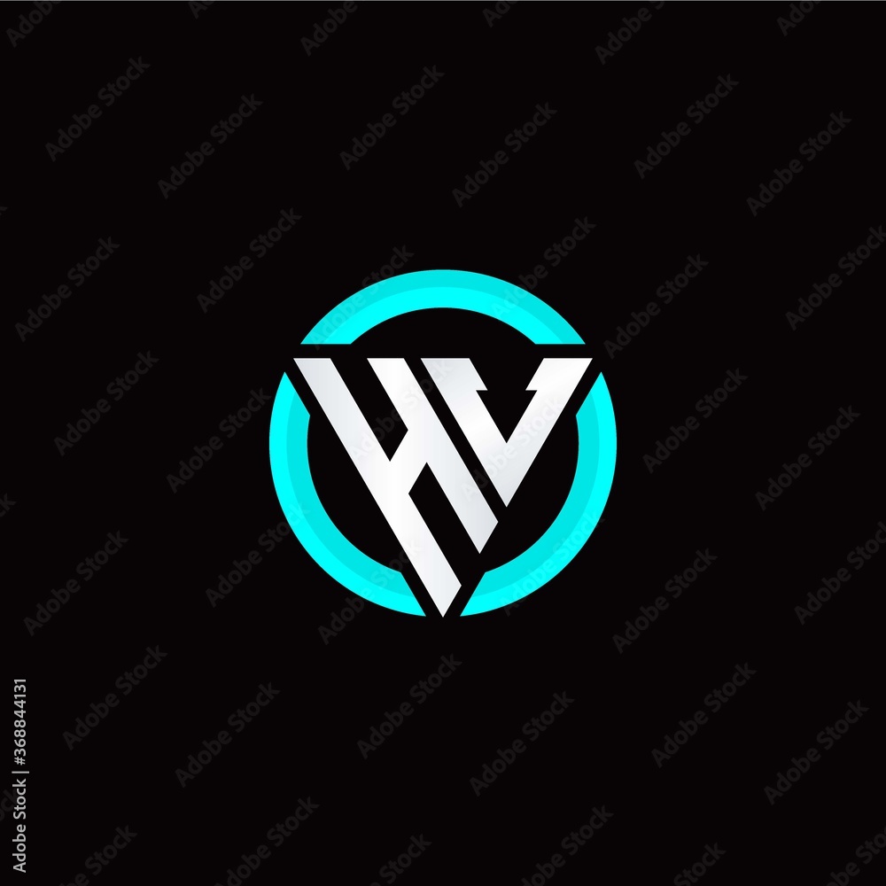 H V initial logo modern triangle with circle H V initial logo modern triangle with circle