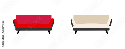 Sofa flat color vector objects set. Couch.