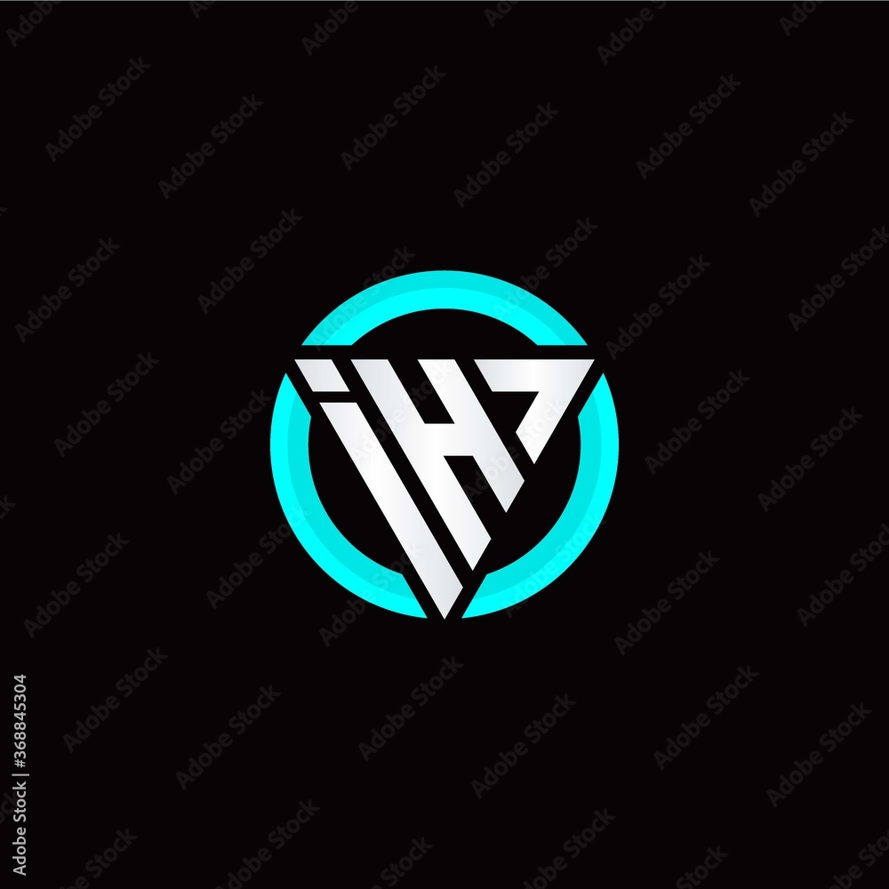 I H initial logo modern triangle with circle I H initial logo modern triangle with circle