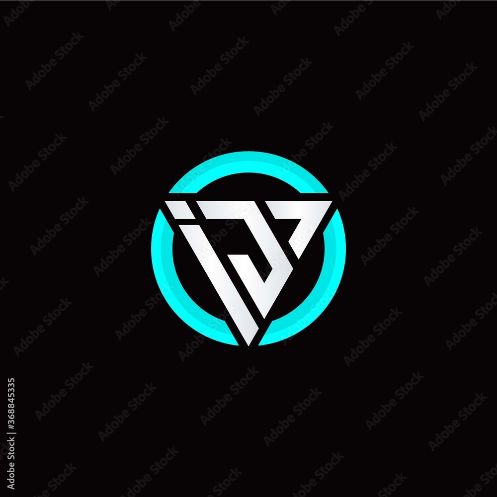 I J initial logo modern triangle with circle I J initial logo modern triangle with circle